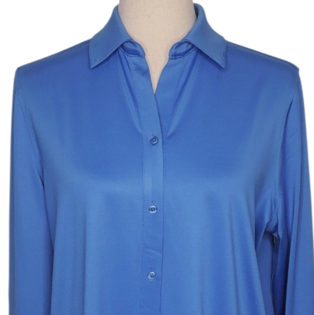 Jones New York Blue Long Sleeve Button Up Shirt Size LP - Picture 6 of 9